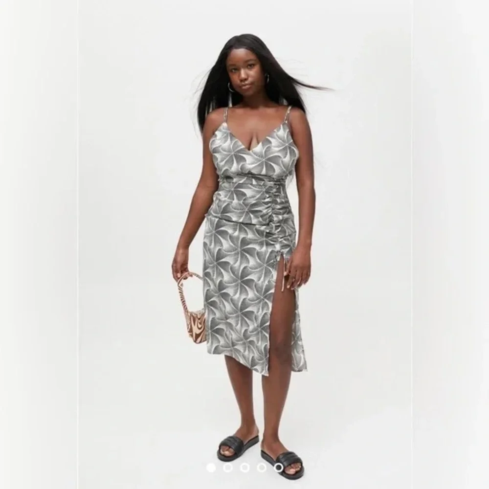 Urban Outfitters Ruched Satin Slip Midi Dress - Size Medium - Picture 1 of 10